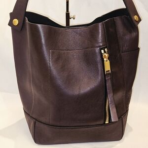 Allsaints Alba Leather Hobo Bag Burgundy Tote Shoulder Bag Purse All Saints